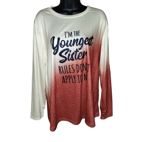 unknown Tops - Youngest sister long sleeve t shirt, xl, soft, orange And Tan